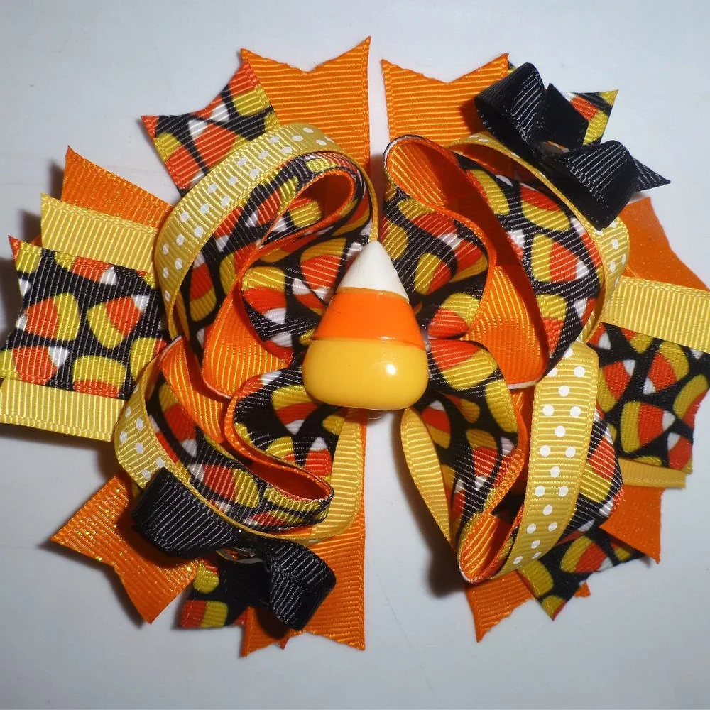 Halloween Candy Corn Girls 5-Inch Hair Bow Clip